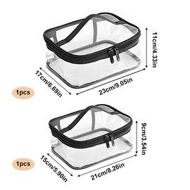 Clear Toiletry Bag, 2 PCS Makeup Bag with Handle Zipper Waterproof Cosmetic Bag for Toiletries Carry-on Travel Accessories Essentials