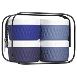 Kuangre Travel Containers for Toiletries, Silicone Cream Jars BPA-Free, TSA Approved 2oz Travel Size Containers, Leak-proof Silicone Jars with Lid for Cosmetic Face Hand Body Cream (4 Pack)