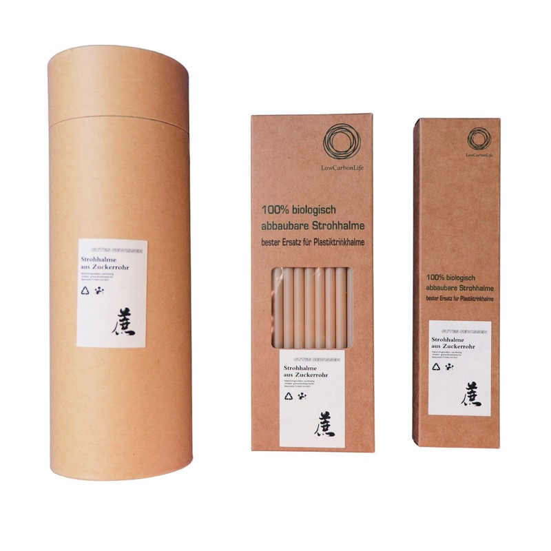LowCarbonLife 100% Biodegradable Environmentally Friendly Sugar Cane Straws, 20 cm