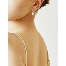 KristLand Sterling Silver Opal Earrings for Women 925 Silver Opal Earrings for Women Delicate Oval Opal with Gold Plated Party Birthday Jewelry Gift for Ladies