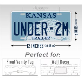 SignsAndTagsOnline.com Under 2M Kansas Trailer License Plate KS Replica Under 2000 Pounds Trailer Tag