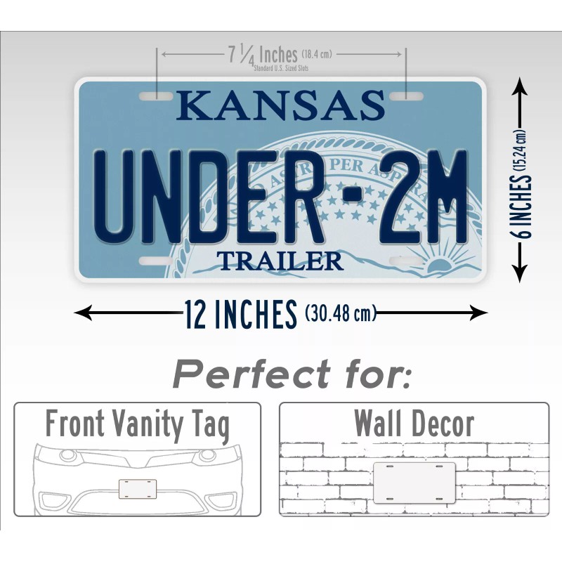 SignsAndTagsOnline.com Under 2M Kansas Trailer License Plate KS Replica Under
