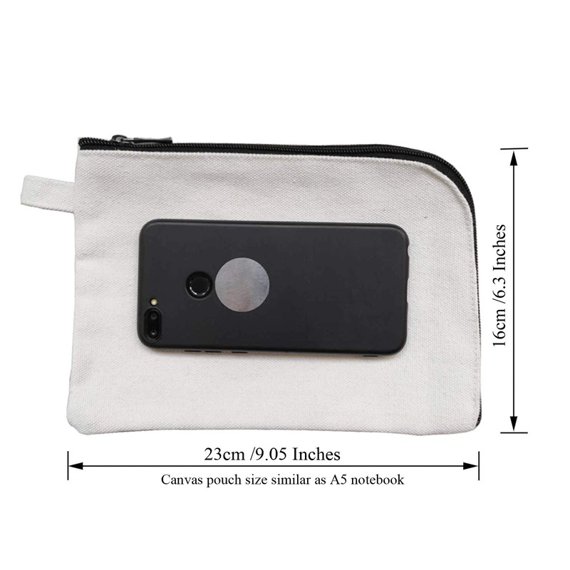 Enyuwlcm 16oz Canvas Zipper Bag Small Makeup Pouch Flat Pencil