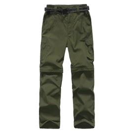 JOMLUN Boy’s Casual Quick Dry Outdoor Pants Hiking Climbing Convertible Trouser Kids' Cargo Pants Army Green