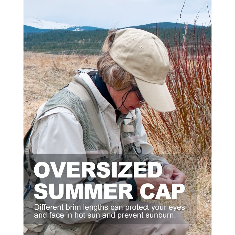 Zylioo Oversize XXL Long Bill Baseball Cap,Adjustable Cotton Plain Dad