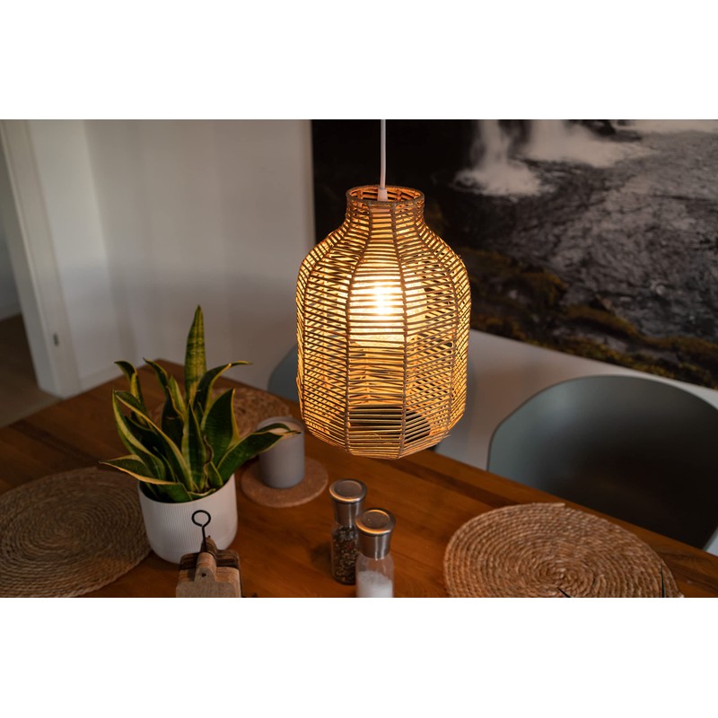 Decorasian Boho Rattan Lampshade - Basket Lampshade for Pendant Light