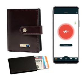 Wallet Tracker for Men Bluetooth Wallet Finder Position Record (Via Phone GPS) with Credit Card Holder Leather Minimalist Wallet Gifts for Men
