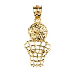 10k Yellow Gold Basketball Hoop Sports Charm Pendant