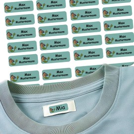 Sunnywall® For Clothing Name Stickers Iron-On Labels Sticker 3.8 x 1.4 cm 37 Pieces for Children School and Nursery (Mermaid 25)