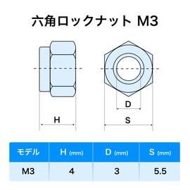 Winova Hex Lock Nuts Nylon Lock Nuts M3 Nuts 304 Stainless Steel Screw Nuts Insert Nuts Plate Thickness 0.2 inch (4 mm) Width 5.5 mm 100 Pieces