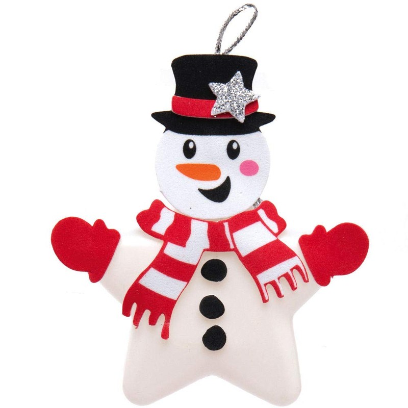 Baker Ross Snowman Star Bauble Kits – Pack of 6,