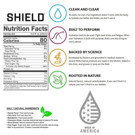 SHIELD 32ct All Natural Electrolyte Healthy Hydration Multiplier Powder Packets, Low Cal, Eco-Friendly Pouch, Water Booster Drink Mix For Rapid Dehydration Relief, Hangover Cure, Chemo, Easy Open Stick Singles