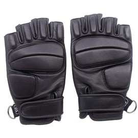 SJI Cycling & Gym Half Finger Leather Gloves, for Lifting, Typing, Running (L)