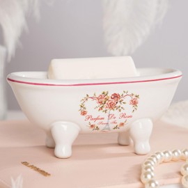 dodococa 1 Piece 5.7"" Mini Ceramic Clawfoot Double Ended Bathtub Soap Dish Vintage Decortative Soap Dish (Style 01)