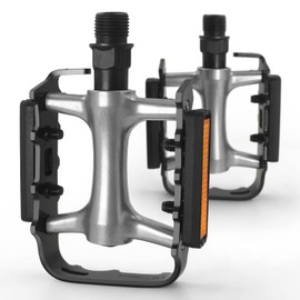 Mountain Bike Pedals,Road/MTB Flat Pedals, Non-Slip Lightweight Aluminum Alloy Bicycle Pedals, Fits 9/16" Road Mountain BMX MTB Bike Pedal(Sliver)