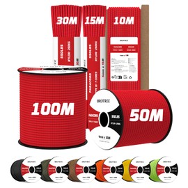 Brotree 4mm Paracord 550 15M 100% Nylon Rope 7 Strands Type III Parachute Cord for Outdoor and DIY - 250kg Breaking Load (Red)