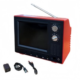 Retro Mini Work TV Toy – Tiny Fake Dollhouse TV with 720P Display, 8GB Memory, Supports Headphones & USB Playback – Perfect for Dollhouse Scenes & Collectible Decor (Retro red)