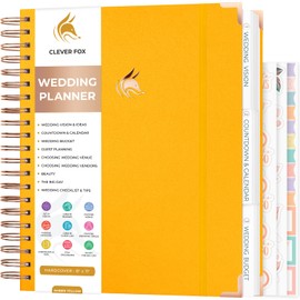 Clever Fox Wedding Planner – Notebook Organizer for Bride – Wedding Planning Binder Book with Pockets – Engagements Gift, 10x11″ (Amber Yellow)