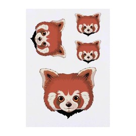 4 x 'Red Panda Face' Temporary Tattoos - Water Resistant, Skin-Safe, Non-Toxic Transfers, Mixed Sizes (TO00075542)