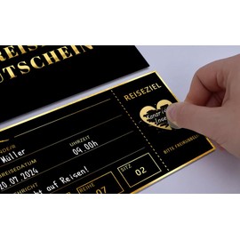 Luckeey Reisegutschein Geschenk, Rubbelkarten zum Selber Beschriften - Bordkarte zum Beschriften, mit Rubbelaufkleber, Umschlag und Stift, Reise Geschenk Karte mit Goldlack als Urlaub Gutschein/Geschenkidee