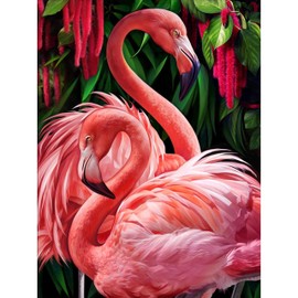 LYKEJI 5D Full Drill Diamond Painting Kit for Adults, Flamingo Cross Stitch Art Kits Painting with Diamonds 11.8×15.7 Inch