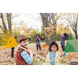 Pack of 2 Kids Rake with Hardwood Handle, Durable Plastic Head to Sweep Leaves in Lawn and Tidying Up The Garden, 34" (Grey)