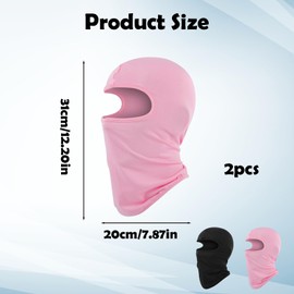 FveVqe 2 Pcs Thin Pink Balaclava Kids, Windproof Ski Mask for Children, Warmer Neck Kids Balaclava Helmet Hat for Cycling(Black and Pink)