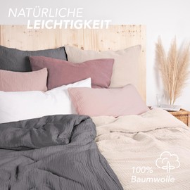 Pure Label Muslin Pillowcase 40 x 80 cm 100% Cotton - Incredibly Soft, Cuddly Cushion Sets in Anthracite Muslin