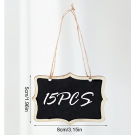 Pack of 15 Small Blackboards for Labelling, Chalkboard, Small Double-Sided, 8.5 x 6 cm, Wooden Boards for Labelling for Wedding, Buffet, Messages, Easy to Clean