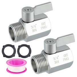 Enoch's Land Garden Hose Shut Off Valve, 3/4" GHT Water Shut Off Valve Heavy Duty 304 Stainless Steel High Flow Garden Hose Connector(2 Packs)