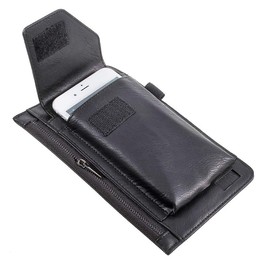DFV mobile - Gürteletui Vertikal mit Handyhalterung & Innentasche Reißverschluss für ALCATEL ONETOUCH Flash 2 - Schwarz