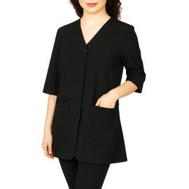 Smockers Judi 3/4 Sleeve Salon Smock for Women – Black Professional Stylist Jacket & Cosmetology Uniform – Lightweight & Bleach-Resistant