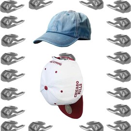 20 Pack Adhesive Hat Hooks for Wall, Hat Rack for Baseball Caps, No Drilling, Minimalist Hat Organizer Display for Home Decor - Color: Gray