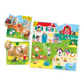 Clementoni - Sapientino Farm Montessori 2 Years, Illustrated Maps, Flashcards, Educational Game for Learning Animals, Shaped Puzzle, Made in Italy, 16856, Multi-Colour
