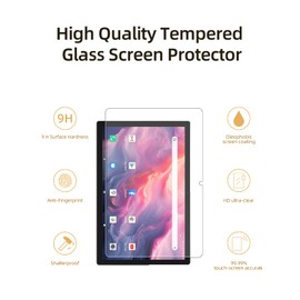 WUNIAK Screen Protector for DOMATON D105 Android 14 Tablet 2024 Tablet 10.1 Inch,Tempered Glass Film Anti-Scratch High Touch Sensitivity,2 pack.