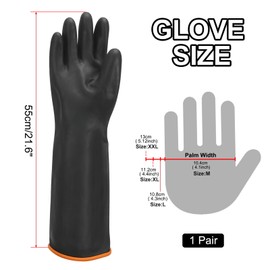 MECCANIXITY Chemical Resistant Gloves, Latex Industrial Gloves 55cm Long Sleeve Anti-Slip Protective Safety Work Glove for Cleaning Dish Washing Resist Acid Alkali, Black