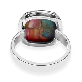 Silver Palace Natural Oyster Turquoise 925 Sterling Silver Cushion Shape Ring For Women, Metal gemstone, oyster turquoise