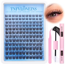 TNFVLONEINS Natural Lash Clusters Kit Wispy Lash Extension Kit C Curl Eyelash Extension Kit Individual Lashes Cluster Eyelash Extensions Kit 8-16MM Eyelash Clusters with Bond and Seal and Tweezers by TNFVLONEINS