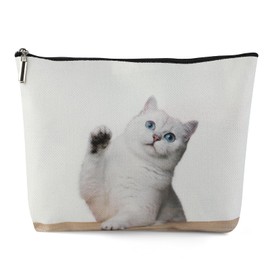 Kytpyi Small Cosmetic Bag for Handbag, Makeup Bag for Cat Lovers, Gift, Cute Cat Cosmetic Bag for Cat Lovers, Linen Cotton Toiletry Bag Women for Everyday Life Travel, -, C02