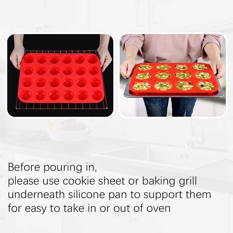 CAKETIME Silicone Muffin Pan, Mini Muffin Pan, Regular 12 Cups