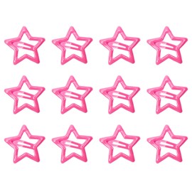 Penta Angel Hair Clips for Women 12Pcs Small Metal Star Snap Hair Barrettes Pins Hair Decoration Accessories for Girls (Rose Red Star)