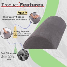 Recliner Foot Pillow High Resilience Foam - Leg Pillow for Sleeping Soft and Supportive Half Moon Bolster Pillow Recliner Pillows for Headrest Back Lumbar Support (Grey)