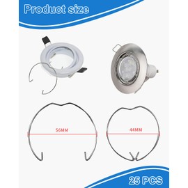 JUKOTA Pack of 25 Snap Ring for GU10 MR16 Diameter Downlight Retaining Spring Rings Clips LED Halogen Lamp Holder 50 mm Clamping Ring Lamp Clip Retaining Spring Rings Halogen Lamp Holder GU10 Ring