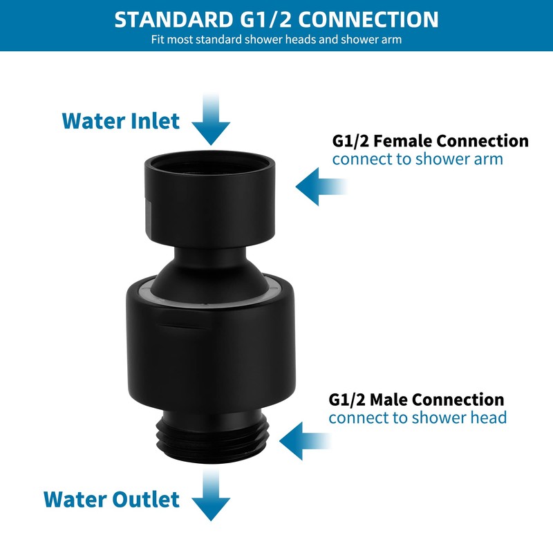 Hibbent Adjustable Metal Shower Head Swivel Ball Joint Adapter, Solid
