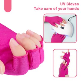 UV Gel Nail Gloves, UV Protection Gloves for Manicure, Skin Care for Nail Lamp, Fingerless Gloves for Women Protect Hands from Sun and Nail Dryer Damage, 1 Pair