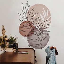 Runtoo Boho Wall Art Decal Leaves Plant Flower Retro Abstract Wall Stickers Living Room Girls Bedroom Bathroom Wall Decor