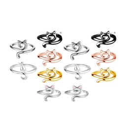 12 PCS Crochet Ring，Crochet Accessories，Cat Crochet Rings for Crocheting，Adjustable Crochet Tension Ring for Finger，Yarn Guide Ring Knitting Crochet Accessories with Box for Women(6 Styles)