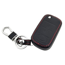 BTOZRF Leather Key Fob Cover Case Fit for Land Rover LR3 Discovery Range Rover Sport Keyless Entry Remote Covers Protective Key Protector (Black)