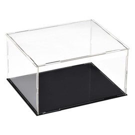 TA-VIGOR Acrylic Clear Display Case, 20 x 15 x 10cm Assemble Countertop Box Cube Organizer Stand Dustproof Protection Showcase with Black Base for Action Figures Toys Collectibles Home Storage