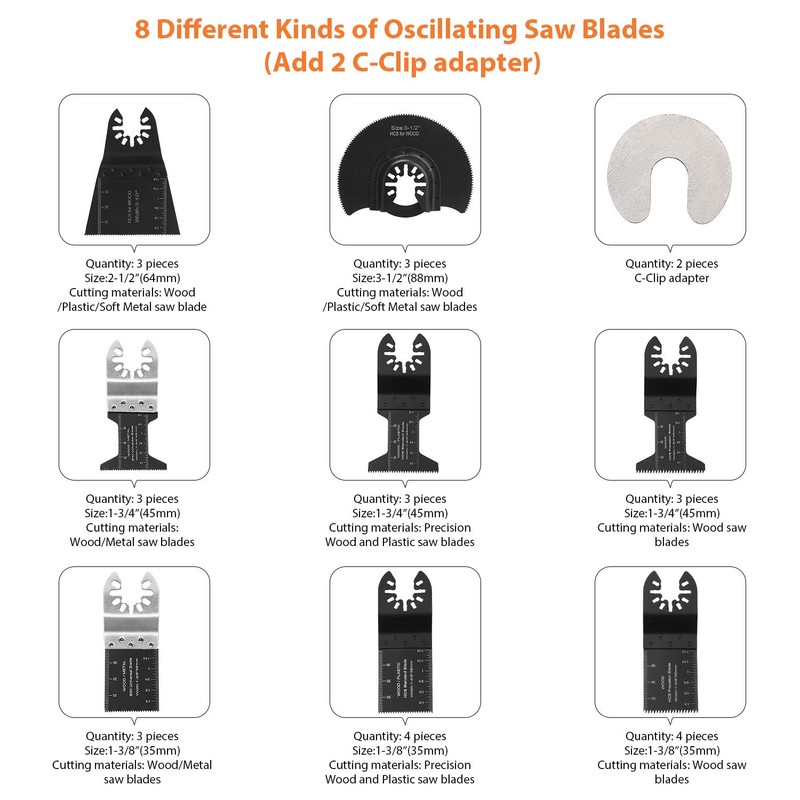 Jerbor Saw Blades Kit 28-Piece Multitool Oscillating Tool Accessory for